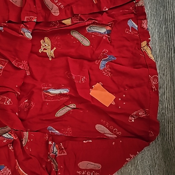 Vintage Button Down dress medium red shoe- print pockets lightweight ♥️ B1 - Picture 3 of 8